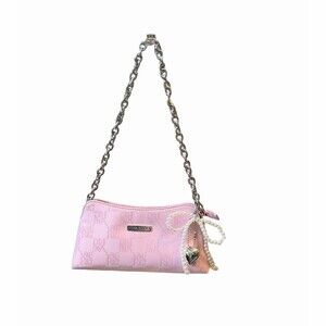 Nina Ricci Pink Monogram Pouch With Unbranded Insert, Silver Chain and Charm